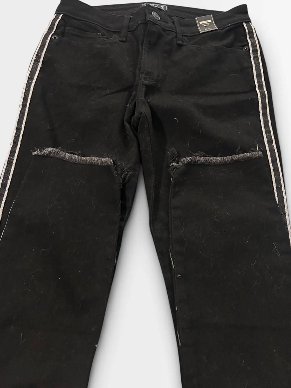 Abercrombie low rise ankle size 2 Black Distressed Side-Stripe Jeans